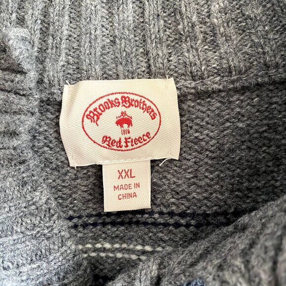 Brooks Brothers Red Fleece‎ Henley Sweater 100% Wool Gray Striped Size XXL - Picture 4 of 5